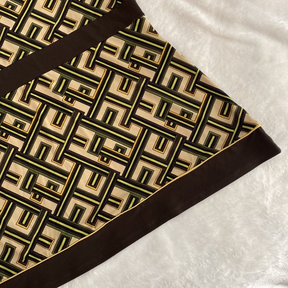 Ann Taylor LOFT geometric brown and green kimono style blouse - Picture 9 of 16